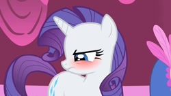 Size: 1000x562 | Tagged: safe, screencap, rarity, pony, unicorn, green isn't your color, blushing, female, looking away, mare, solo