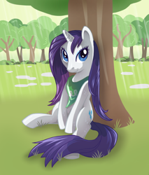 Size: 1700x2000 | Tagged: safe, artist:cleverdisguise, rarity, pony, unicorn, rain, tree, wet, wet mane, wet mane rarity