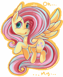 Size: 574x708 | Tagged: safe, artist:shineymagic, fluttershy, pegasus, pony, female, mare, pink mane, solo, yellow coat