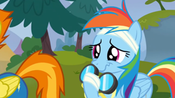 Size: 1120x630 | Tagged: safe, derpibooru import, screencap, rainbow dash, spitfire, pegasus, pony, newbie dash, bandage, goggles