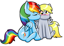 Size: 1372x984 | Tagged: safe, artist:shadeila, derpy hooves, rainbow dash, pegasus, pony, derpydash, female, lesbian, mare, shipping