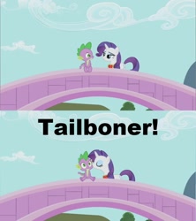 Size: 854x960 | Tagged: safe, edit, edited screencap, screencap, rarity, spike, dragon, pony, unicorn, secret of my excess, caption, cute, eye contact, eyes closed, female, fire ruby, kiss on the cheek, kissing, lidded eyes, looking at each other, male, mare, shipping fuel, sitting, smiling, spikabetes, spikelove, tailboner, text, wide eyes