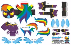 Size: 4130x2630 | Tagged: safe, artist:eljoeydesigns, rainbow dash, pegasus, pony, clothes, costume, nightmare night, papercraft, shadowbolt dash, shadowbolts, shadowbolts costume