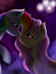 Size: 1536x2048 | Tagged: safe, artist:mylittlelevi64, derpibooru import, fluttershy, rainbow dash, pegasus, pony, blushing, female, flutterdash, lesbian, looking at each other, nuzzling, shipping, tipsy, tongue out