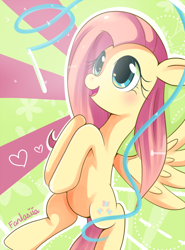 Size: 620x837 | Tagged: safe, artist:ipun, fluttershy, pegasus, pony, female, mare, ribbon, solo