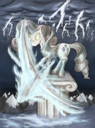 Size: 821x1106 | Tagged: safe, artist:foxofwar, rarity, pony, unicorn, avengers, digital painting, lightning, storm