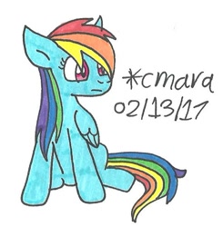 Size: 595x607 | Tagged: safe, artist:cmara, derpibooru import, rainbow dash, pegasus, pony, solo, traditional art