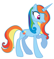 Size: 1024x1109 | Tagged: safe, artist:blah23z, derpibooru import, fleur-de-lis, rainbow dash, pony, palette swap, recolor, solo