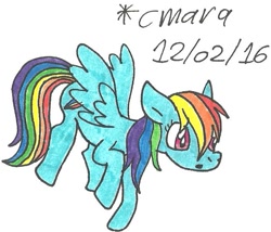 Size: 716x612 | Tagged: safe, artist:cmara, derpibooru import, rainbow dash, pegasus, pony, solo, traditional art