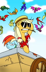 Size: 1262x1980 | Tagged: safe, artist:jbwarner86, derpibooru import, applejack, rainbow dash, earth pony, fruit bat, pegasus, pony, fear and loathing in las vegas, parody