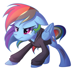 Size: 1439x1392 | Tagged: safe, artist:drawntildawn, rainbow dash, pegasus, pony, clothes, crying, hoodie, solo