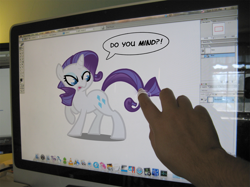 Size: 1095x819 | Tagged: safe, artist:egophiliac, rarity, human, fourth wall, hand, irl, photo, ponies in real life