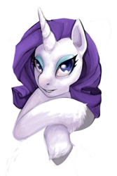 Size: 500x750 | Tagged: safe, artist:creepbox, rarity, pony, unicorn, bust, cloven hooves, female, mare, simple background, solo, white background