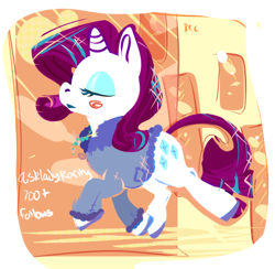 Size: 548x534 | Tagged: source needed, safe, artist:clockworkquartet, rarity, pony, unicorn, clothes, jacket, solo