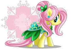 Size: 1900x1273 | Tagged: safe, artist:tiffanymarsou, fluttershy, pegasus, pony, clothes, dress, solo