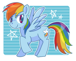 Size: 415x335 | Tagged: safe, artist:mido, rainbow dash, pegasus, pony, blue coat, female, mare, multicolored mane, pixiv, solo