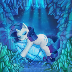 Size: 600x600 | Tagged: safe, artist:noctudelic, rarity, pony, unicorn, female, gem, mare, purple mane, solo, white coat