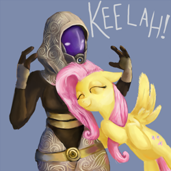 Size: 500x500 | Tagged: artist needed, source needed, safe, fluttershy, pegasus, pony, crossover, cute, mass effect, tali'zorah vas normandy