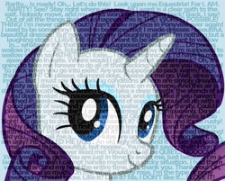 Size: 1280x1030 | Tagged: safe, artist:rinsowaty, rarity, pony, unicorn, female, mare, simple background, smiling, solo, text, white background