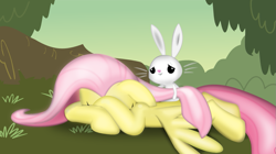 Size: 1093x614 | Tagged: safe, artist:tgolyi, angel bunny, fluttershy, pegasus, pony, svg, vector