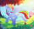 Size: 2834x2362 | Tagged: safe, artist:elstiv, derpibooru import, rainbow dash, pegasus, pony, barn, crepuscular rays, female, mare, scenery, solo, tree, windmill