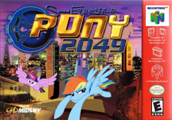 Size: 1545x1080 | Tagged: safe, artist:nickyv917, rainbow dash, twilight sparkle, twilight sparkle (alicorn), alicorn, pegasus, pony, 1000 hours in ms paint, female, game cover, mare, ms paint, nintendo 64, ponies, san francisco rush