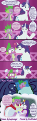 Size: 575x1861 | Tagged: safe, artist:lupinrager, artist:meanmotorscooter, artist:moominded, elusive, rarity, spike, dragon, pony, unicorn, and then spike was gay, beefspike, comic, half r63 shipping, implied transformation, questioning, rule 63, sexually confused, shipping, sparity, spelusive