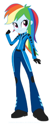 Size: 1308x3131 | Tagged: safe, artist:pyrus-leonidas, derpibooru import, rainbow dash, equestria girls, bad girl, clothes, female, fist, simple background, solo, spacesuit, transparent background, ultra galaxy mega monster battle, uniform