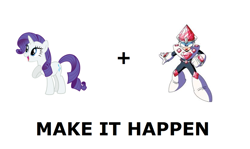 Size: 840x500 | Tagged: safe, rarity, pony, unicorn, crossover, exploitable meme, jewel man, made it happen, make it happen, megaman, meta