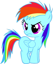 Size: 941x1136 | Tagged: safe, rainbow dash, pegasus, pony, >:c, filly, filly rainbow dash, frown, oversaturation, simple background, solo, transparent background, vector, younger