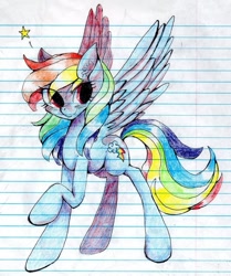 Size: 767x918 | Tagged: safe, artist:sorophora, rainbow dash, pegasus, pony, lined paper, solo, traditional art