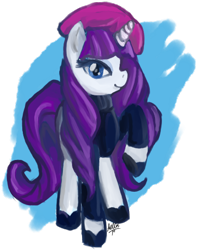 Size: 376x472 | Tagged: safe, artist:aellos, rarity, pony, unicorn, beatnik rarity, beret, clothes, hat, sweater