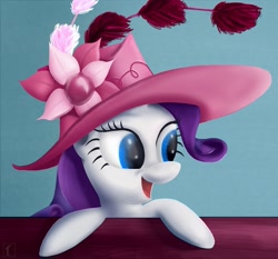 Size: 1071x1000 | Tagged: safe, artist:subjectnumber2394, rarity, pony, unicorn, female, hat, mare, purple mane, solo, white coat