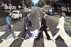 Size: 400x266 | Tagged: safe, artist:firelight563, rarity, human, pony, album cover, george harrison, irl, john lennon, paul mccartney, photo, ponies in real life, rariquest, ringo starr, the beatles