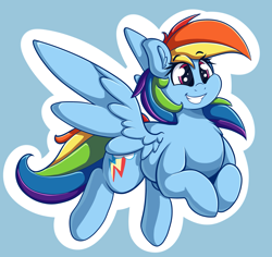 Size: 2727x2577 | Tagged: safe, artist:graphene, derpibooru import, rainbow dash, pegasus, pony, cute, dashabetes, female, grin, mare, multicolored hair, simple background, smiling, solo