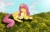 Size: 900x567 | Tagged: safe, artist:snakehands, fluttershy, posey, pegasus, pony, g1, baby, babyshy, cuddling, cute, daaaaaaaaaaaw, diaper, field, flower, foal, g1 to g4, generation leap, smiling