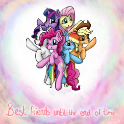 Size: 1000x1000 | Tagged: safe, artist:minniemaus, derpibooru import, applejack, fluttershy, pinkie pie, rainbow dash, rarity, twilight sparkle, twilight sparkle (alicorn), alicorn, earth pony, pegasus, pony, unicorn, all bottled up, best friends until the end of time, mane six