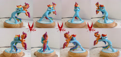 Size: 3219x1527 | Tagged: safe, artist:viistar, rainbow dash, scootaloo, pegasus, pony, figurine, sculpture