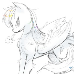 Size: 1280x1280 | Tagged: safe, artist:alts-art, derpibooru import, rainbow dash, pegasus, pony, breath, sketch, solo