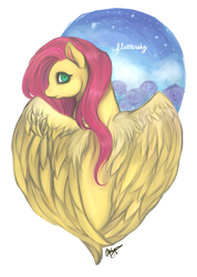 Size: 631x885 | Tagged: safe, artist:parano-ai, fluttershy, pegasus, pony, female, mare, pink mane, solo, yellow coat