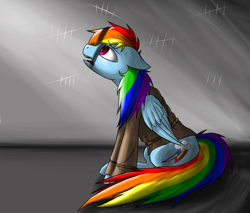 Size: 2000x1700 | Tagged: safe, artist:vampiresuper-sayajin, rainbow dash, pegasus, pony, clothes, crossover, i will be there, jail, open mouth, prison, rainbow dantes, sad, solo, the count of monte cristo, the count of monte rainbow