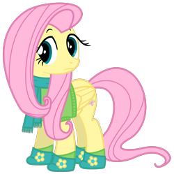 Size: 2000x1992 | Tagged: safe, artist:philiptomkins, fluttershy, pegasus, pony, boots, bottomless, clothes, partial nudity, scarf, short-sleeved sweater, simple background, solo, sweater, sweatershy, transparent background, vector