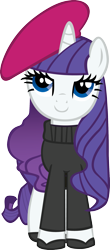 Size: 1075x2444 | Tagged: safe, artist:sircinnamon, rarity, pony, unicorn, beatnik rarity, beret, clothes, hat, simple background, solo, transparent background, vector