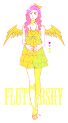 Size: 390x700 | Tagged: safe, artist:healingwind, fluttershy, clothes, dress, humanized, winged humanization
