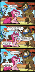 Size: 2000x4054 | Tagged: safe, artist:gray--day, derpibooru import, doctor whooves, pinkie pie, rainbow dash, earth pony, pegasus, pony, bondage, comic, twilight scepter