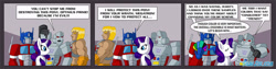 Size: 900x225 | Tagged: safe, artist:shibamura-prime, rarity, pony, unicorn, comic, he-man, megatron, optimus prime, transformers