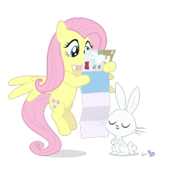 Size: 800x819 | Tagged: safe, artist:dm29, angel bunny, fluttershy, pegasus, pony, duo, simple background, transparent background