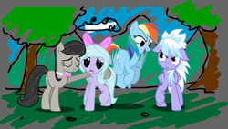 Size: 2146x1215 | Tagged: safe, artist:herostrain, cloudchaser, flitter, octavia melody, rainbow dash, earth pony, pegasus, pony