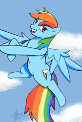 Size: 724x1080 | Tagged: safe, artist:yoichi-hayabusa, derpibooru import, rainbow dash, pegasus, pony, flying, solo