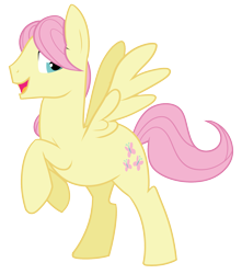 Size: 1789x2021 | Tagged: safe, artist:wicklesmack, butterscotch, fluttershy, pegasus, pony, looking back, open mouth, rearing, rule 63, simple background, smiling, solo, spread wings, transparent background, vector, wings